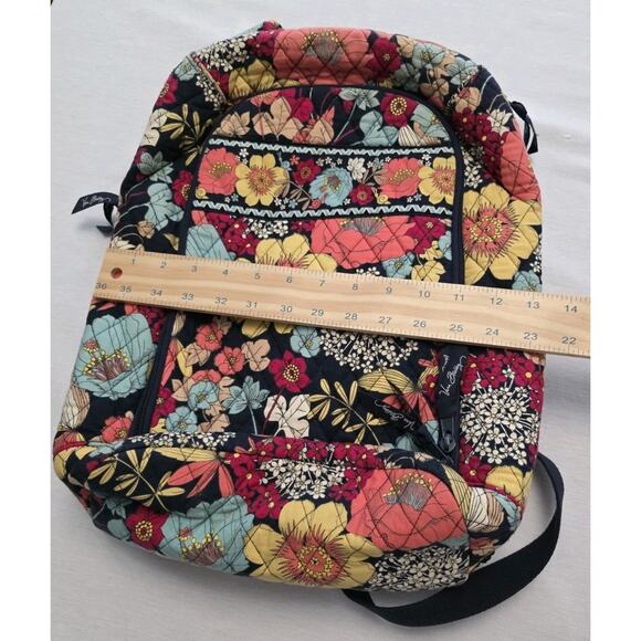 Vera Bradley Happy Snails Navy Floral Large Laptop Tablet Backpack Retired - Picture 5 of 9